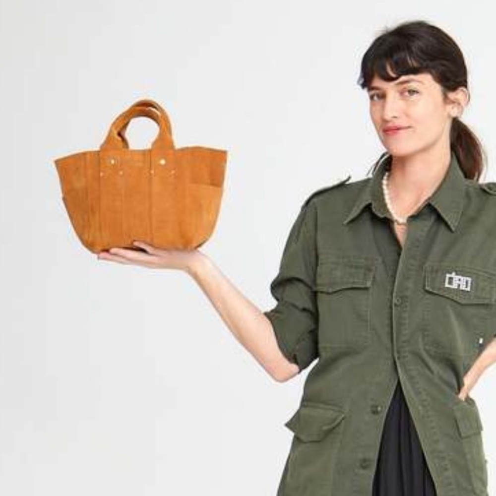 Clare V Le Petit Box Tote Camel Suede